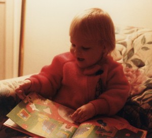 My daughter, Amanda, reading "Good Night Moon" circa 1989